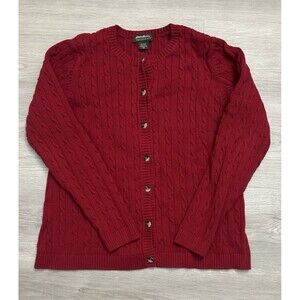 Eddie Bauer Cable Knit Button Cardigan cabin holiday cottage ski size XL tall